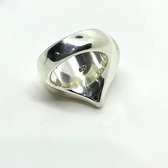Sterling Silver Jewelry-Large Modernist Puffed Heart Ring (Size 7) - Picture 4 of 7